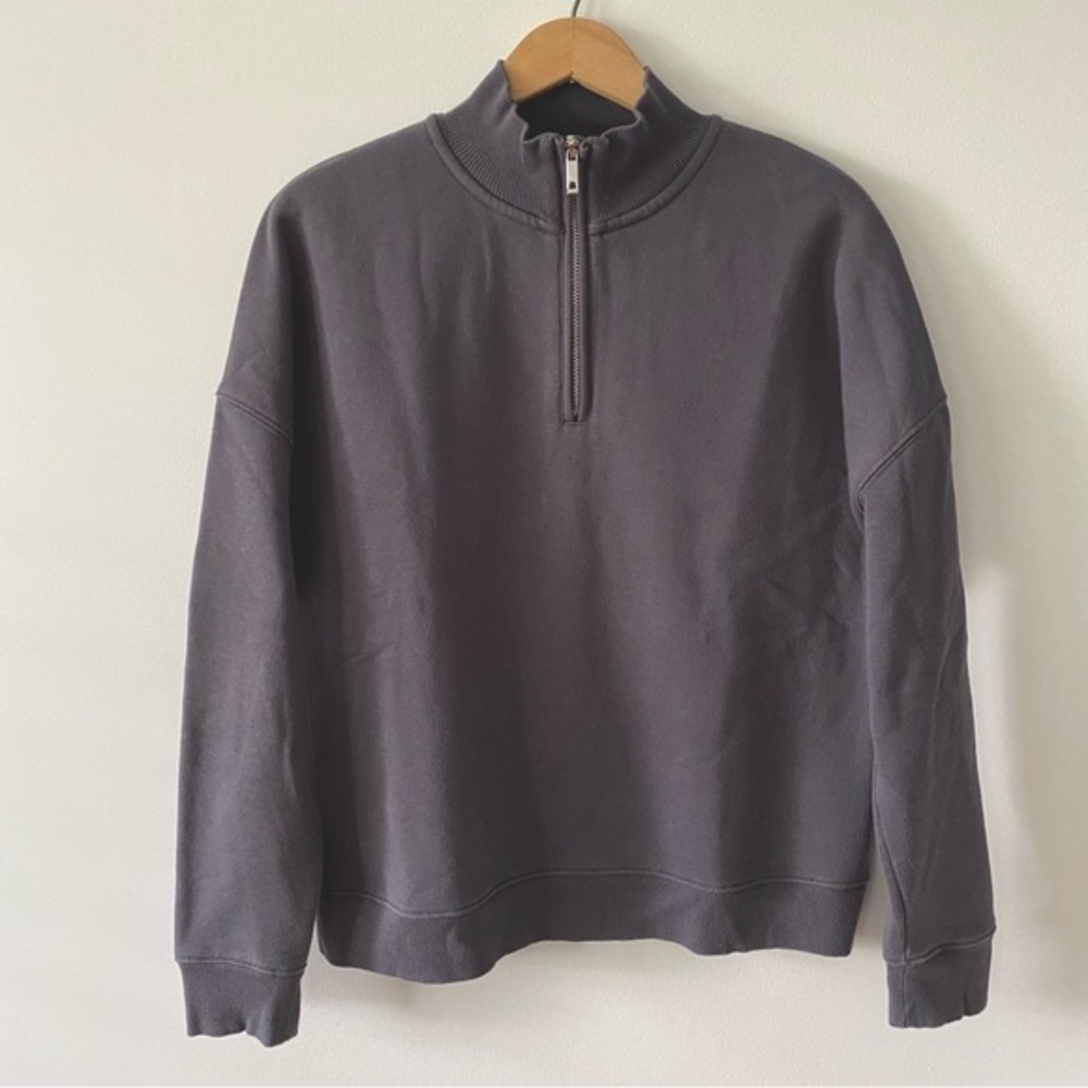 Simons Contemporaine grey 1/4 zip sweater organic cotton size medium